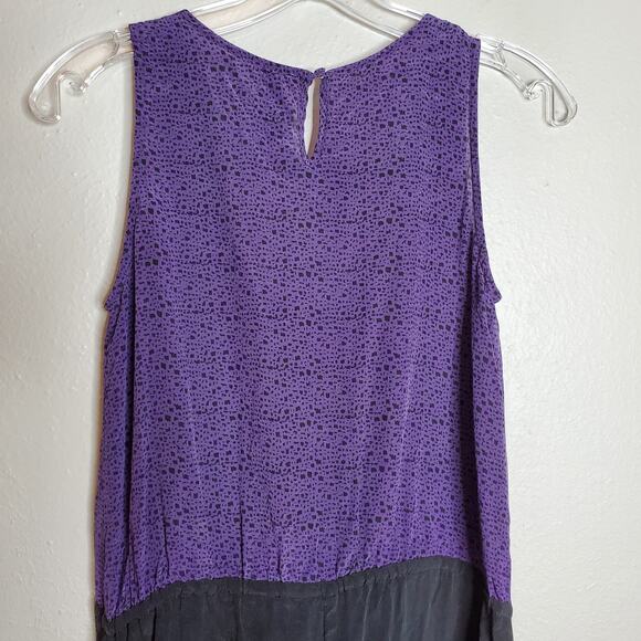 Foreign Exchange 100% Silk Purple + Black Spotted Sleeveless Romper Size XS - Picture 6 of 12